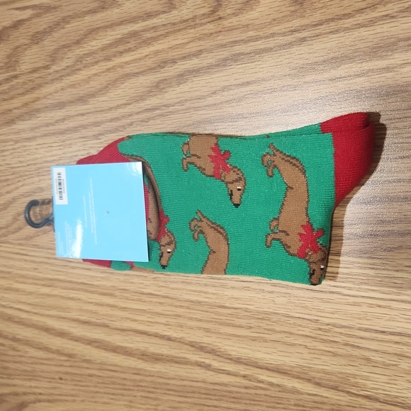 Unisex Dachshunds woth bows Christmas, Socks. New - Picture 2 of 3